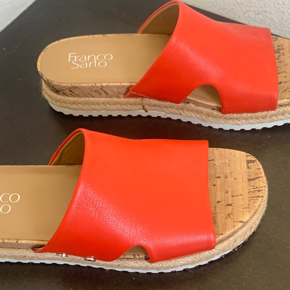 Franco Sarto orange Leather Slide Espadrille Sandals - Picture 8 of 8